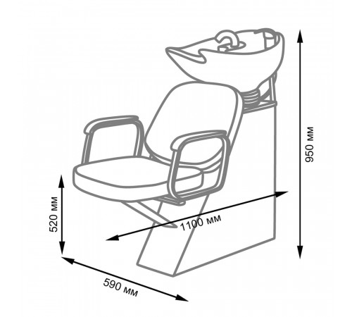 Парикмахерская мойка ЕЛЕНА с креслом БРИЗ с пластиковой глубокой раковиной