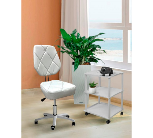 Столик металлический, 3 полки, белый