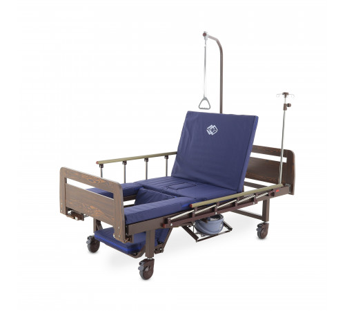 Кровать механическая YG-6 (ММ-2624Н-06/2124Н-04) ЛДСП с туалетным устройством и судном с крышкой, функцией «кардиокресло», в комплекте с матрасом